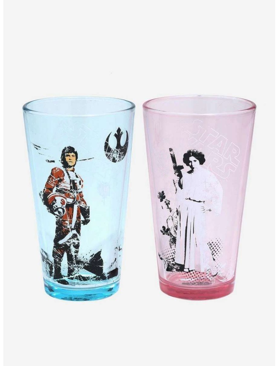 Drinkware * | Drinkware Star Wars Luke Skywalker & Princess Leia Pint Glass Set