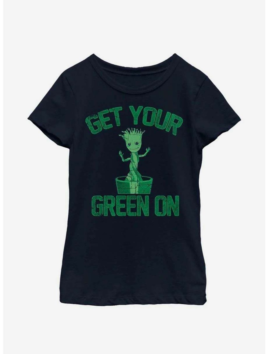 Tees * | Tees Marvel Guardians Of The Galaxy Groot Green Youth Girls T-Shirt