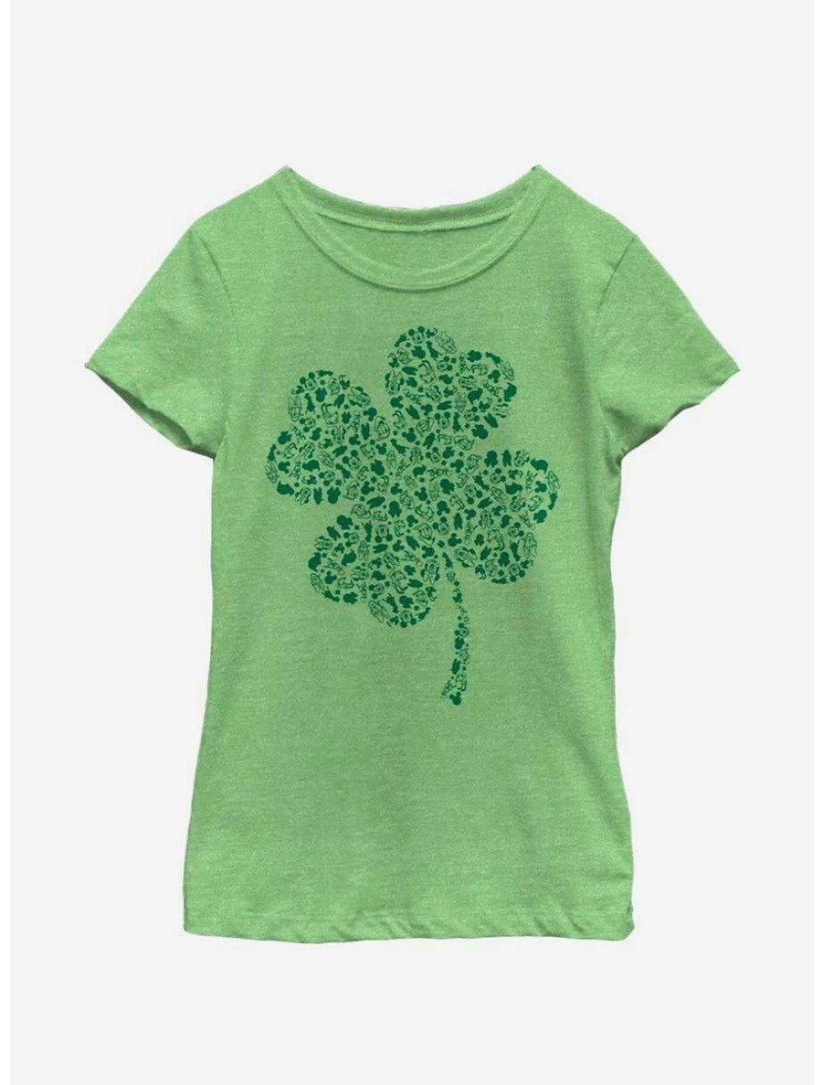 Tees * | Tees Disney Mickey Mouse Clover Fill Youth Girls T-Shirt