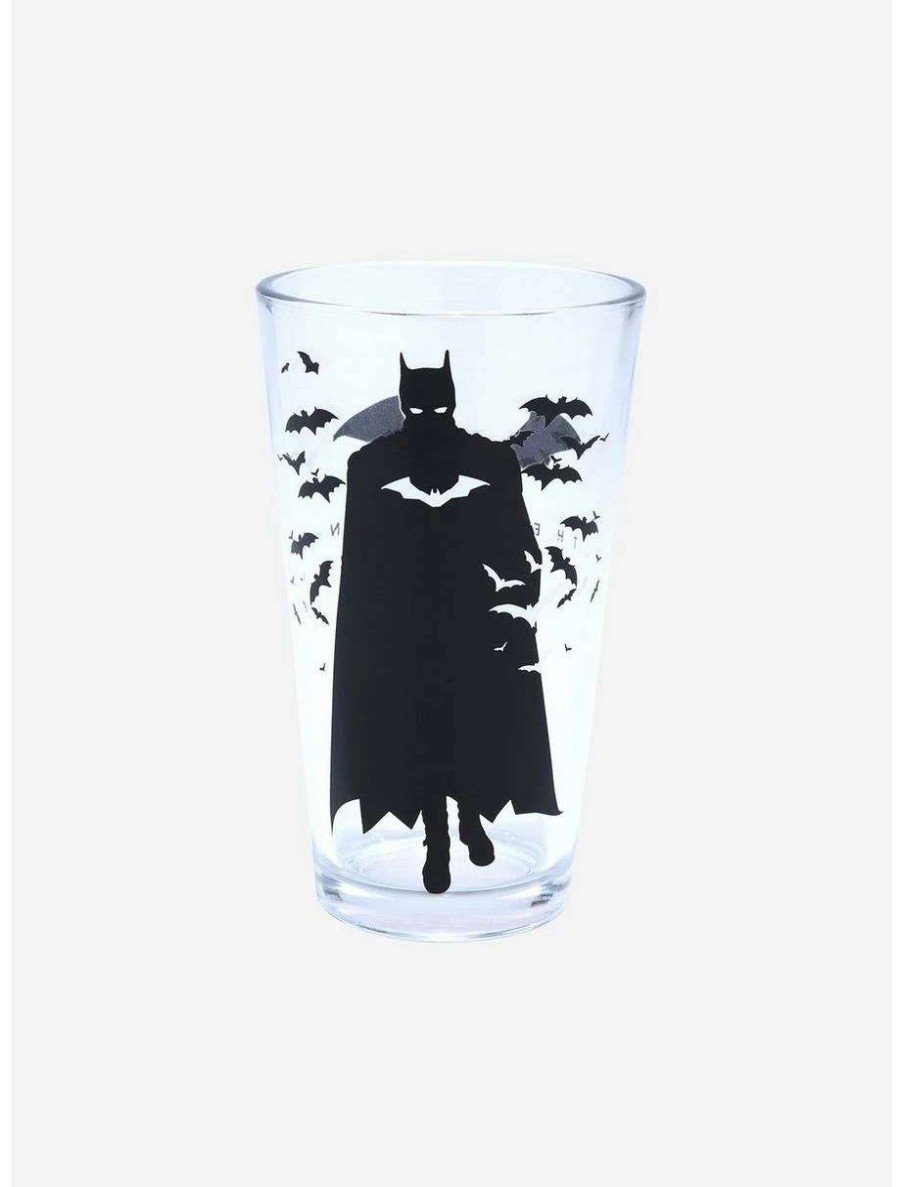 Drinkware * | Drinkware Dc Comics The Batman Silhouette & Logo Pint Glass Boxlunch Exclusive