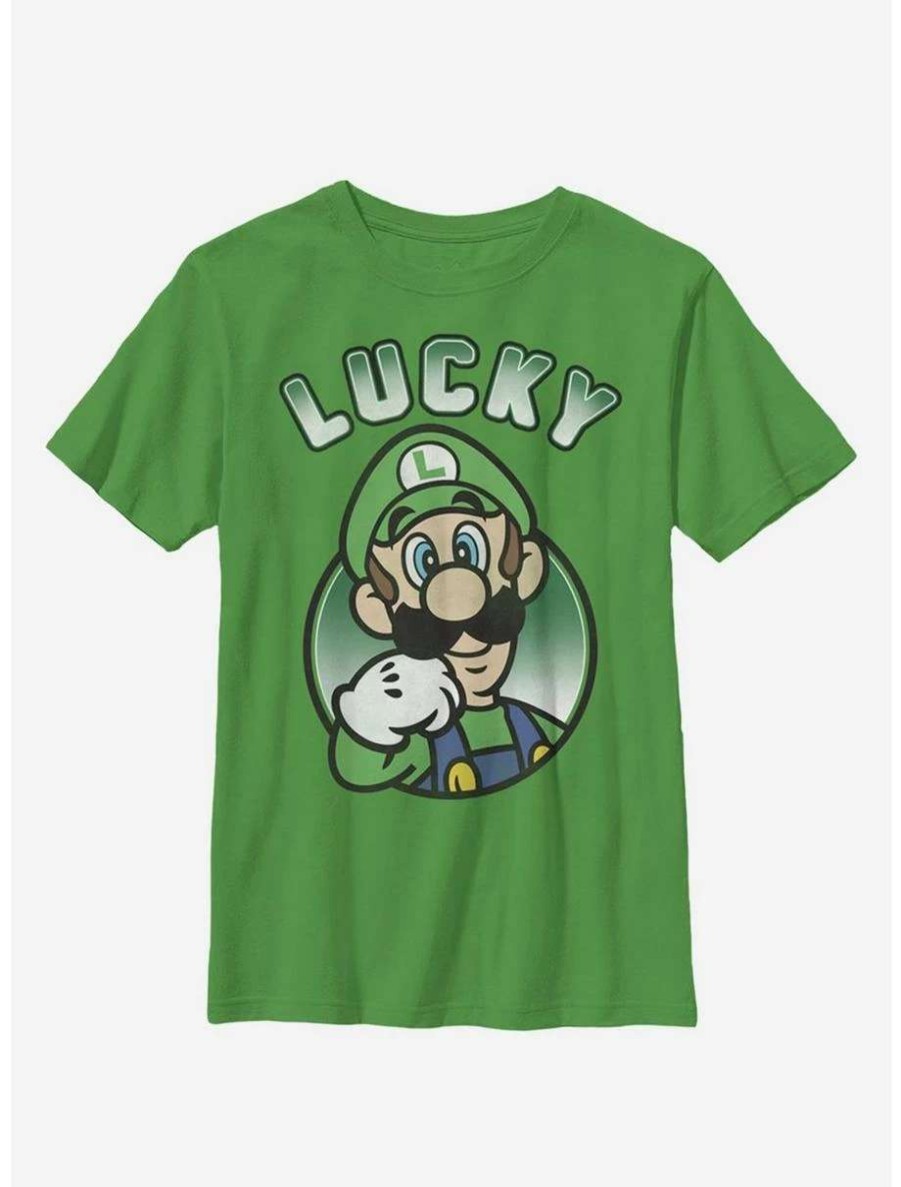 Tees * | Tees Nintendo Super Mario Lucky Luigi Youth T-Shirt