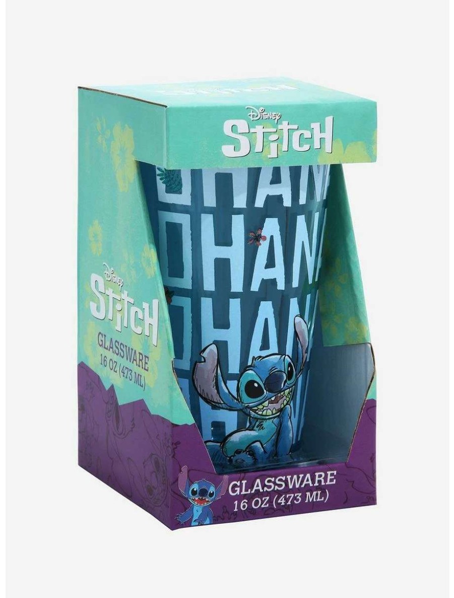 Drinkware * | Drinkware Disney Lilo & Stitch Ohana Pint Glass