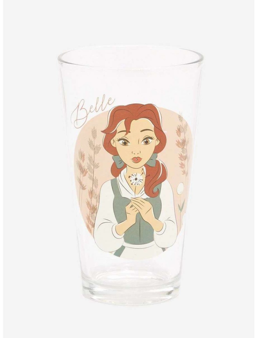 Tees * | Tees Disney Beauty And The Beast Belle Floral Pint Glass Boxlunch Exclusive