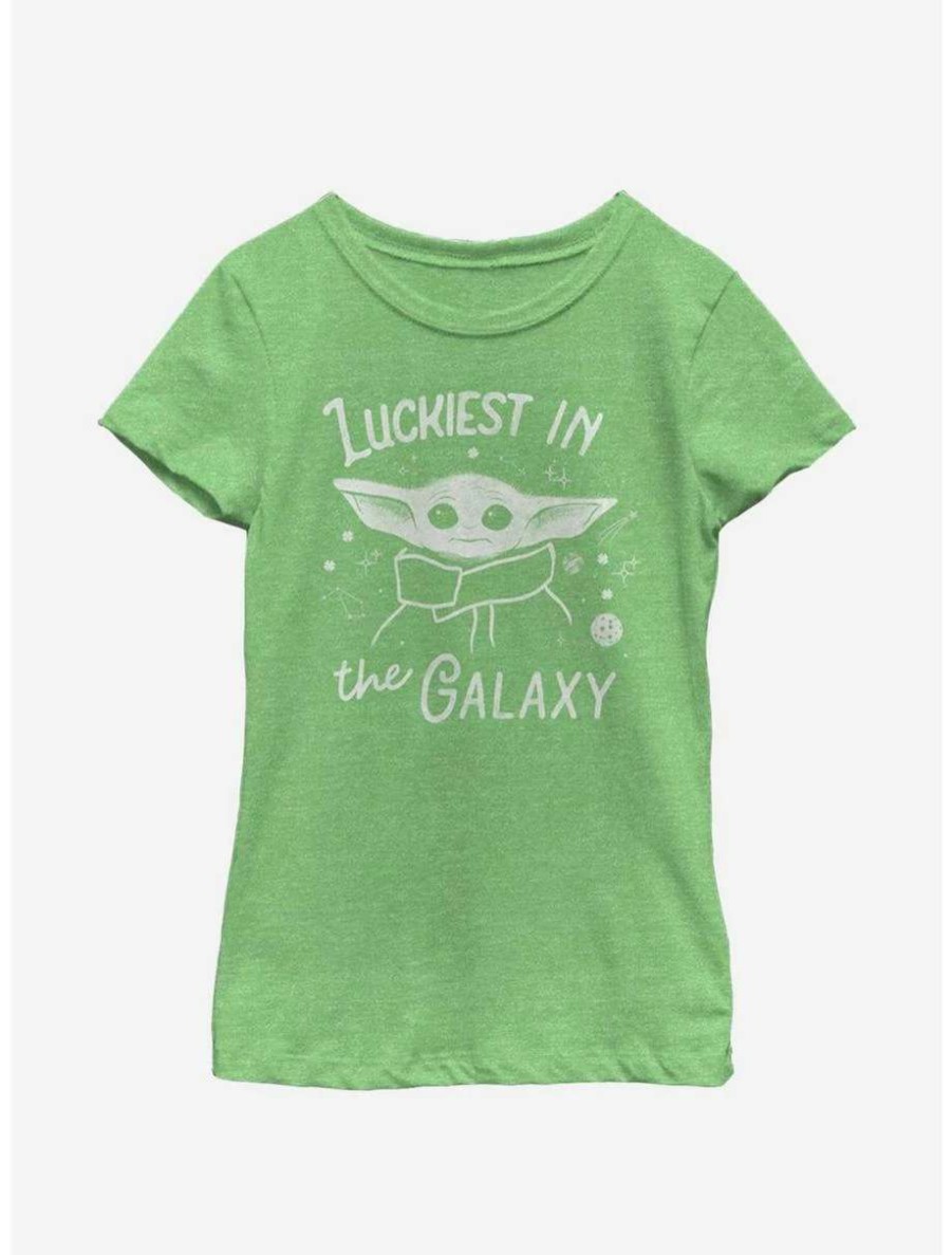 Tees * | Tees Star Wars The Mandalorian The Child Luckiest In The Galaxy Youth Girls T-Shirt