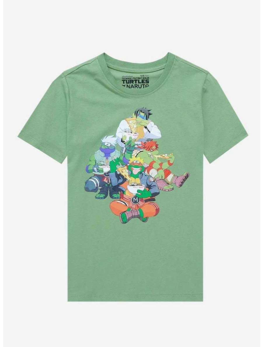 Tees * | Tees Teenage Mutant Ninja Turtles X Naruto Group Shot Youth T-Shirt Boxlunch Exclusive