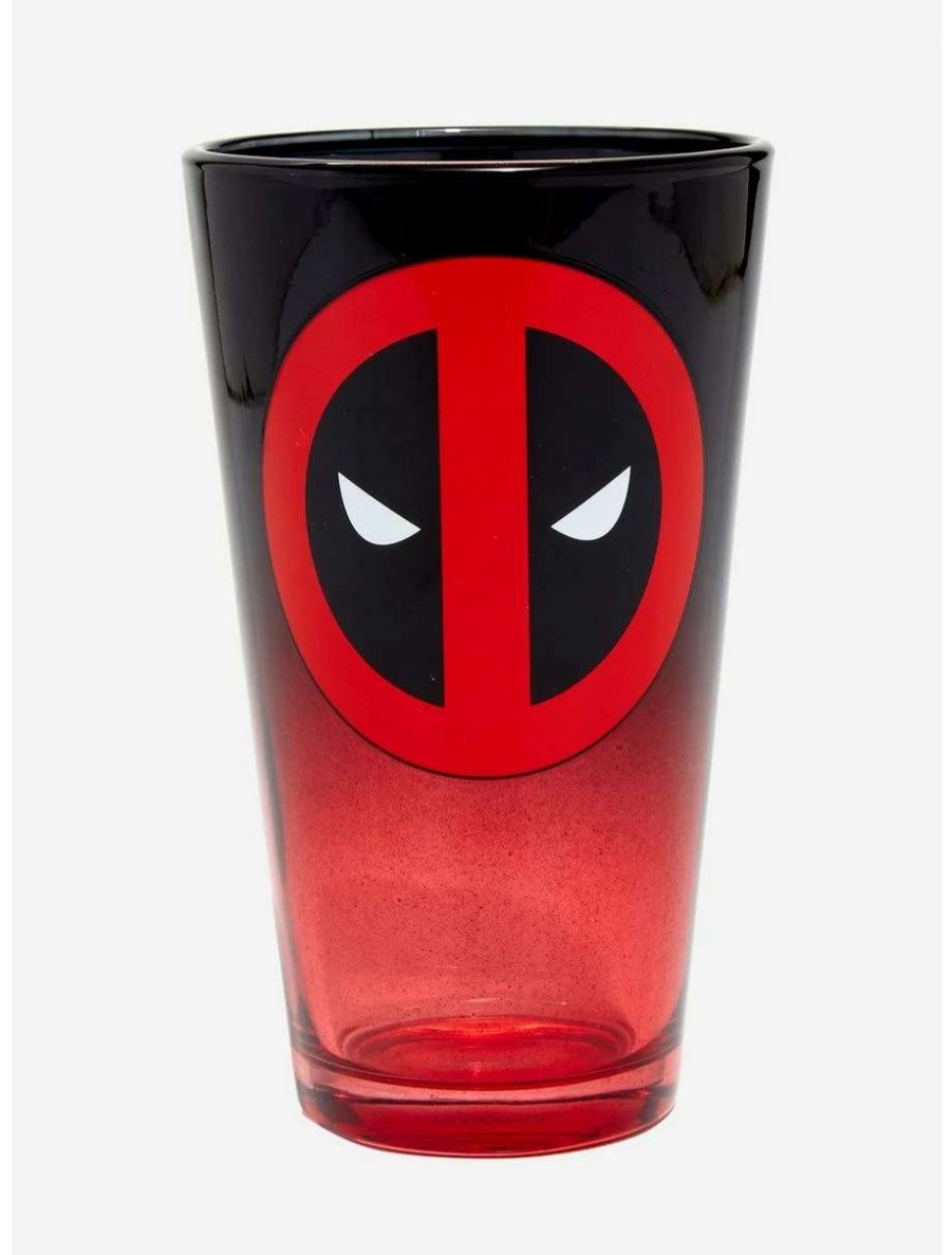 Drinkware * | Drinkware Marvel Deadpool Logo Ombre Pint Glass Boxlunch Exclusive