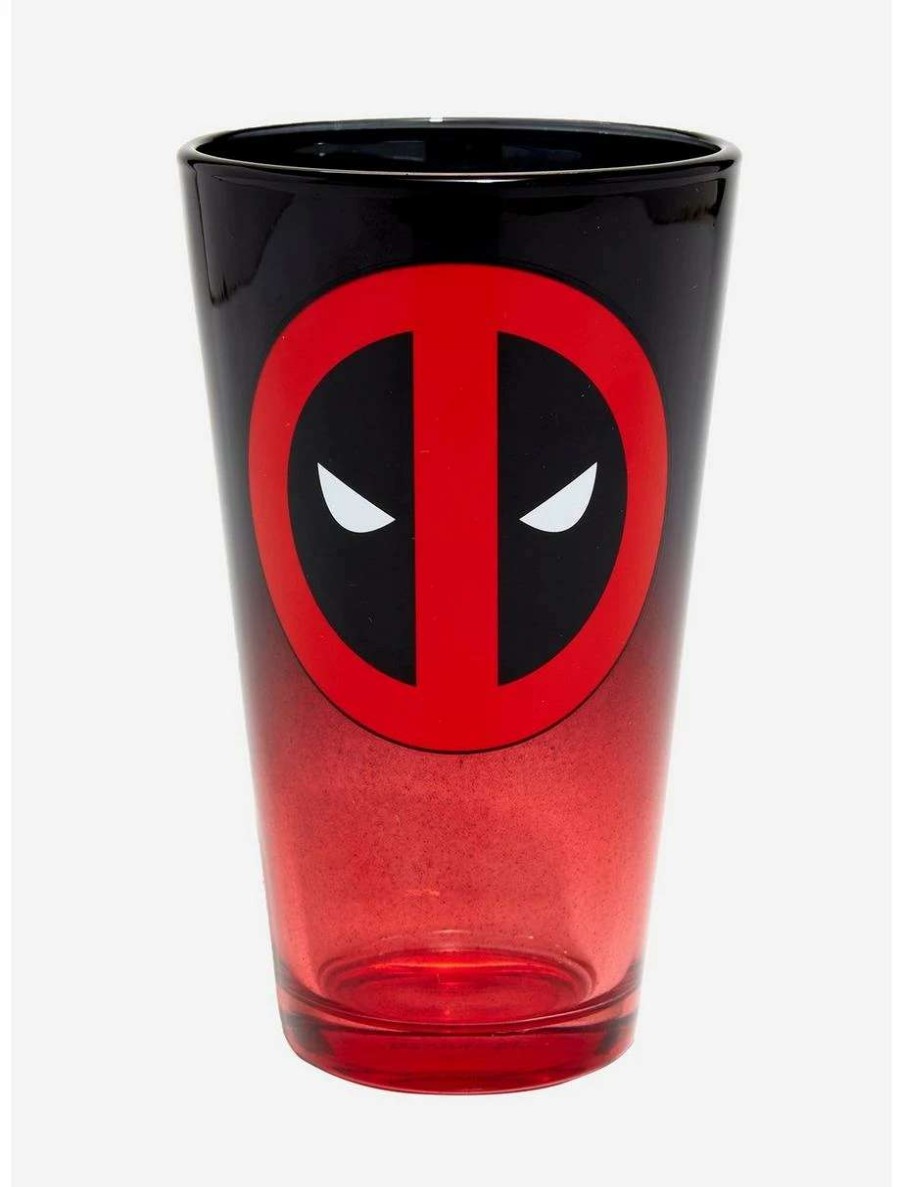 Drinkware * | Drinkware Marvel Deadpool Logo Ombre Pint Glass Boxlunch Exclusive