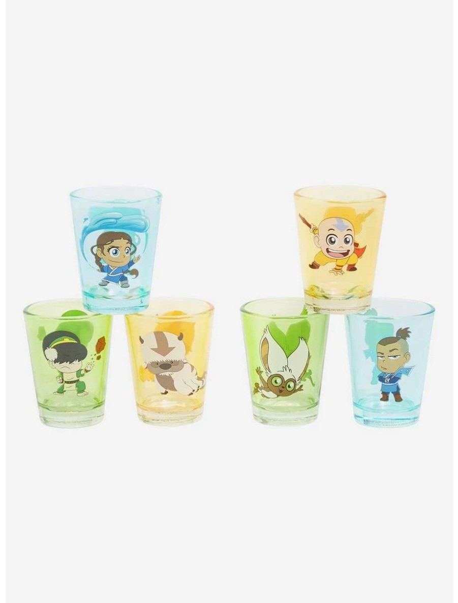 Drinkware * | Drinkware Avatar: The Last Airbender Chibi Character Mini Glass Set Boxlunch Exclusive