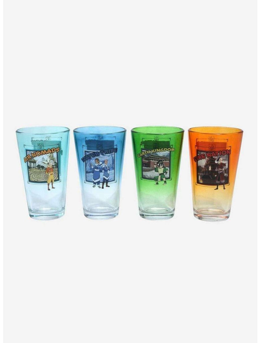 Drinkware * | Drinkware Avatar: The Last Airbender Four Nations Character Portraits Ombre Pint Glass Set