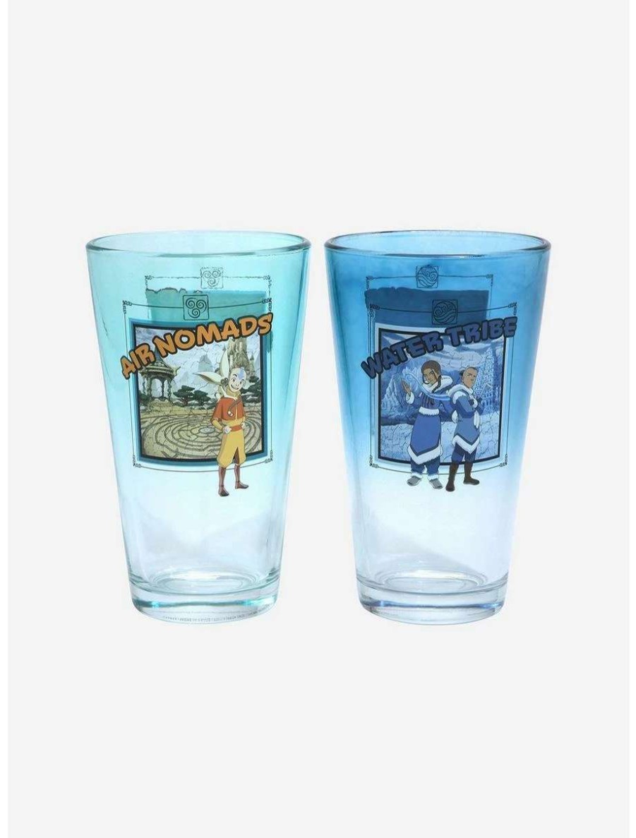 Drinkware * | Drinkware Avatar: The Last Airbender Four Nations Character Portraits Ombre Pint Glass Set