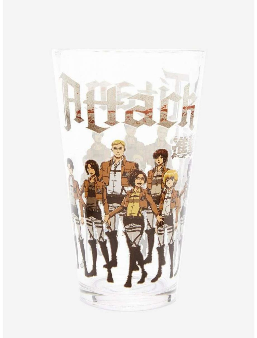 Drinkware * | Drinkware Attack On Titan Scout Regiment Portrait Pint Glass Boxlunch Exclusive